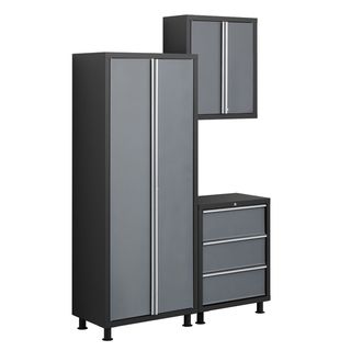 NewAge Products Bold Series 3 Piece Grey Cabinetry Set with Tool Newage Products Work Cabinets & Benches