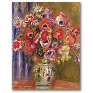 Pierre Renoir 'Vase of Tulips and Anemones' Canvas Art Trademark Fine Art Canvas