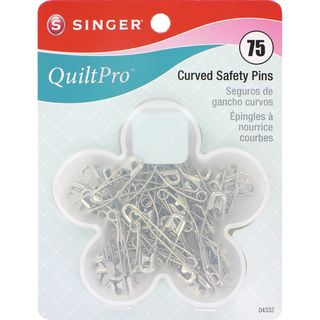 QuiltPro Curved Safety Pins In Flower Case Size 2 1 1/2" 75/Pkg Singer Quilting Supplies