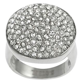 Journee Collection Stainless Steel Pave set Cubic Zirconia Dome Ring Journee Collection Cubic Zirconia Rings