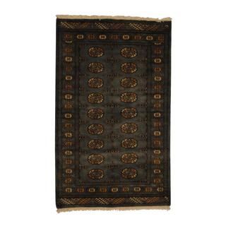 Pakistan Hand knotted Prince Bokhara Grey/ Ivory Wool Rug (3' x 5') 3x5   4x6 Rugs