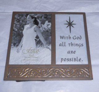 Home Decor Photo Frame "With God All Things Are Possible." glass & metal 5 x 7 photo space  Single Frames  