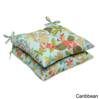 Outdoor Fancy A Floral Wrought Iron Seat Cushion (Set of 2) Pillow Perfect Outdoor Cushions & Pillows