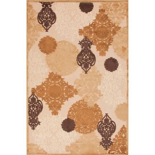 Transitional Brown Floral pattern Area Rug (9' x 12') JRCPL 7x9   10x14 Rugs