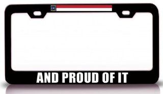 NORTH CAROLINA AND PROUD OF IT w/Flag State Flag Steel Metal License Plate Frame Bl # 22 Automotive