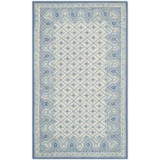 Safavieh Hand hooked Wilton Ivory/ Light Blue New Zealand Wool Rug (3'9 x 5'9) Safavieh 3x5   4x6 Rugs