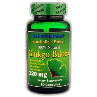 Earth's Creation Ginkgo Biloba 120mg   Supports healthy memory & concentration*   60 Capsules Health & Personal Care