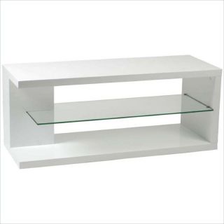 Eurostyle Hilda Media Stand in White Lacquer/Clear Glass   28017WHT