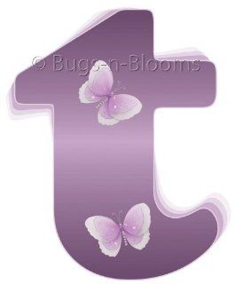 "t" Purple Butterfly Alphabet Letter Name Initial Wall Sticker   Decal Letters for Children's, Nursery & Baby's Room Decor, Baby Name Wall Letters, Girls Bedroom Wall Letter Decorations, Child's Names. Butterflies Mural Walls Deca