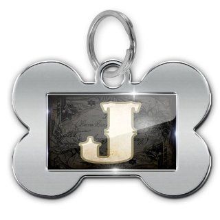 Dog Bone Pet ID Tag "characters, letter "J" WildWestBlack   Neonblond  Pet Identification Tags 