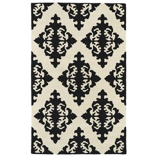 Hand tufted Runway Black/ Ivory Damask Wool Rug (2' x 3') Accent Rugs
