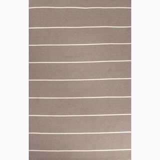 Handmade Stripe Pattern Gray/ Ivory Wool Area Rug (9' x 12') JRCPL 7x9   10x14 Rugs