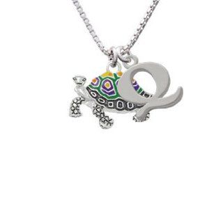 Enamel Side Turtle Initial Q Charm Necklace Delight Jewelry Jewelry