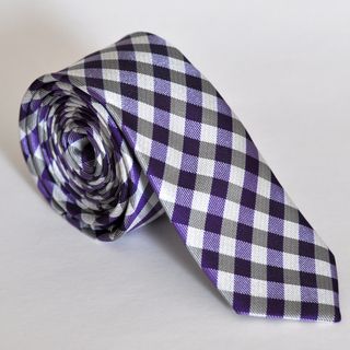 Skinny Tie Madness Men's Purple Gingham Plaid Tie Skinny Tie Madness Ties