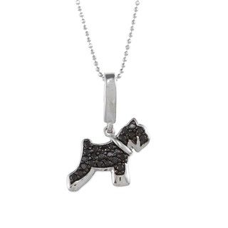 Sterling Silver 1/3ct TDW Black Diamond Dog Necklace Diamond Necklaces