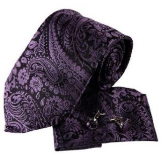 Purple Paisley Woven Silk Neckie Hanky Cufflinks Present Box Set gift ideas for men Y&G Relax Necktie Set H6106 One Size Purple at  Mens Clothing store
