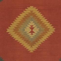 Hand woven Burgundy Southwestern Aztec Acero Wool Rug (3'6 x 5'6) 3x5   4x6 Rugs