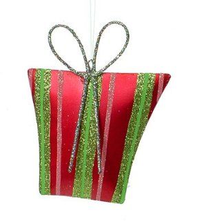 Pink Retro Striped Christmas Present Gift Ornament #2738047   Decorative Hanging Ornaments