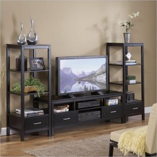 Linon Sutton Plasma Center TV Stand and Towers Set   84026BLK 01 KD U PKG