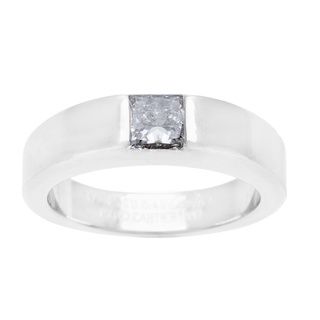 Cartier 18k White Gold 1/2ct TDW Diamond Tank Ring (D F, VS) Cartier Estate and Vintage Rings