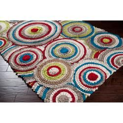 Hand crafted Multi Colored Moral New Zealand Felted Wool Geometric TexturedRug (8' Surya 7x9   10x14 Rugs