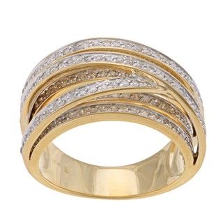 Beverly Hills Charm 14k Yellow Gold 1ct TDW Diamond Cross over Ring (H I, I2) Beverly Hills Charm Diamond Rings