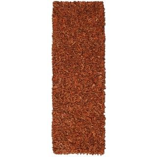 Hand tied Pelle Copper Leather Shag Rug (2'6 x 12') St Croix Trading Runner Rugs
