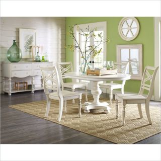Riverside Furniture Placid Cove 6 Piece Round Dining Table Set in Honeysuckle White   16753 16754 6Pc DiningSet
