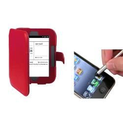 Red Synthetic Leather Case and Stylus for Barnes & Noble Nook 2 BasAcc Tablet PC Accessories