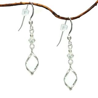 Jewelry by Dawn Twist Marquis With Crystal Sterling Silver Earrings Jewelry by Dawn Earrings