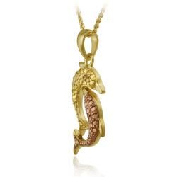 DB Designs 18k and Rose Gold over Silver Champagne Diamond Accent Dolphin Necklace DB Designs Diamond Necklaces