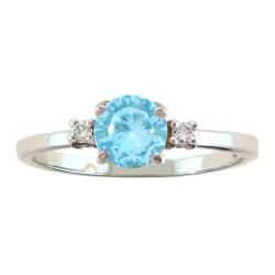 10k Gold March Birthstone Sky Blue Topaz/ Diamond Ring Gemstone Rings