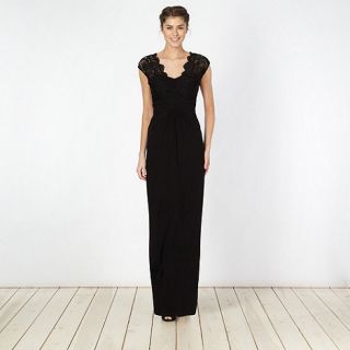 Pearce II Fionda Designer black lace bodice maxi dress