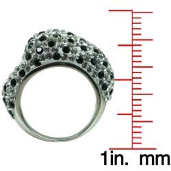 Sterling Silver Clear and Black Crystal Polka Dot Ring Crystal, Glass & Bead Rings