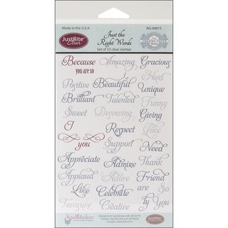 JustRite Stampers Clear Stamp Set Just The Right Words 32pc Justrite Clear & Cling Stamps