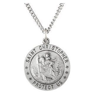 925 Sterling Silver Rd St. Christopher Pend Medal Charm Pendant Reeve and Knight Jewelry