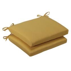 Pillow Perfect Outdoor Yellow Squared Seat Cushions (Set of 2) Pillow Perfect Outdoor Cushions & Pillows