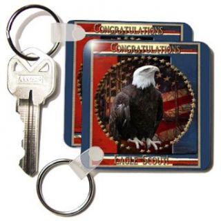 Proud Eagle with Stars Congratulations Eagle Scout   Set Of 2 Key Chains Clothing