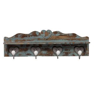 Distressed Blue Wooden Wall Hook Urban Trends Collection Accent Pieces