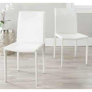 Safavieh Jazzy Bonded Leather White Side Chairs (Set of 2) Safavieh Dining Chairs
