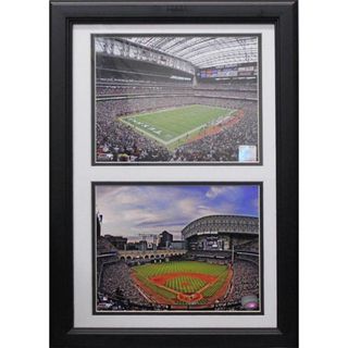 Reliant Stadium and Minute Maid Park Custom Framed Double Print (12 x 18) Encore Select Football