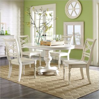 Riverside Furniture Placid Cove 5 Piece Round Dining Table Set in Honeysuckle White   16753 16754 5Pc DiningSet