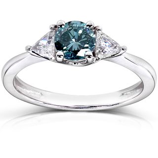 Annello 14k White Gold 7/8ct TDW Blue and White Diamond Ring (G H, I1 I2) Annello One of a Kind Rings