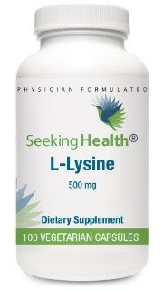 L lysine  Provides 500 mg of L Lysine as L lysine hydrochloride USP Per Serving  100 Easy To Swallow Vegetarian Capsules  Non GMO  Free of Allergens  Physician Formulated  Seeking Health Health & Personal Care