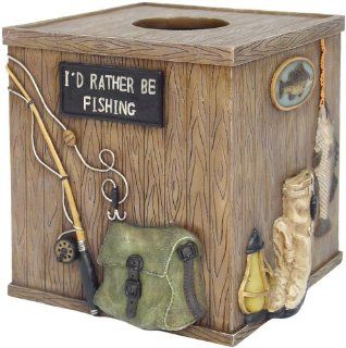 Blonder Home Accents Expressions Rather Be Fishing Tissue Box Cover   Tissue Holders
