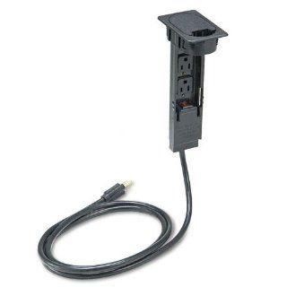 HON Products   HON   One Outlet Pull Up Electrical Outlet, 6ft Cord, 8 1/2 x 2 7/8 x 1 7/8, Charcoal   Sold As 1 Each   Fits into worksurface grommet of Rectangular Table.   Provides three, 10 amp simplex receptacles with circuit breaker.   6 ft. power cor