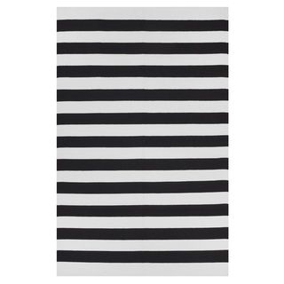 Indo Hand woven Nantucket Black/ Bright White Modern Area Rug (4' x 6') 3x5   4x6 Rugs
