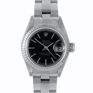 Pre owned Rolex Women's Black Dial Stainless Steel Datejust Watch Rolex Women's Pre Owned Rolex Watches