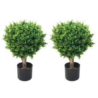 Romano 2 foot Indoor/ Outdoor Hedyotis Topiary Trees (Set of 2) Silk Plants