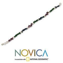 Sterling Silver 'Mystic Meadow' Pearl Anklet (5 5.5 mm) (India) Novica Anklets